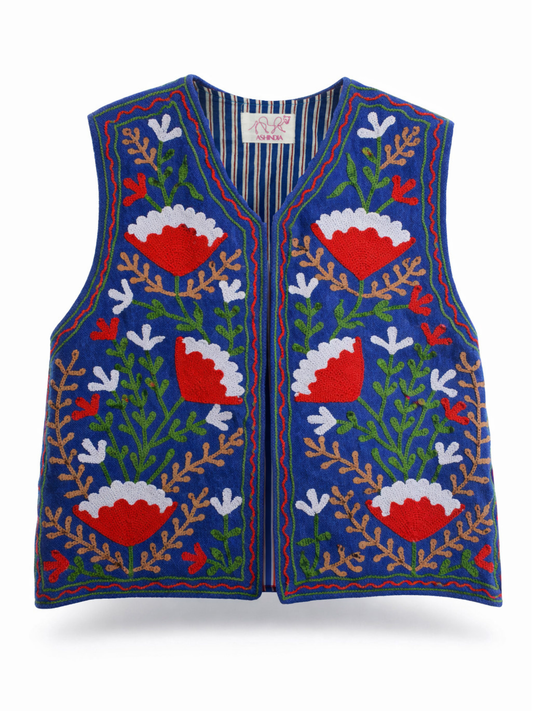 ASHINDIA Boho SUSI Weste Bestickt Handgefertigt 100% Baumwolle