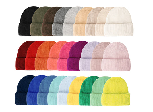 Mütze mit Umschlag Beanie mit Wolle