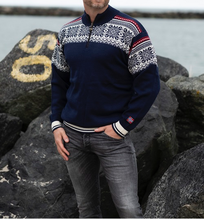 Wollpullover 100% Merinowolle Half-Zip TOR-502 | NORWOOL