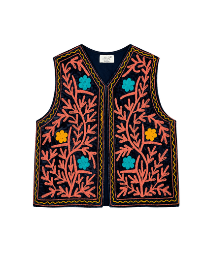 ASHINDIA Boho SUSI Weste Bestickt Handgefertigt 100% Baumwolle