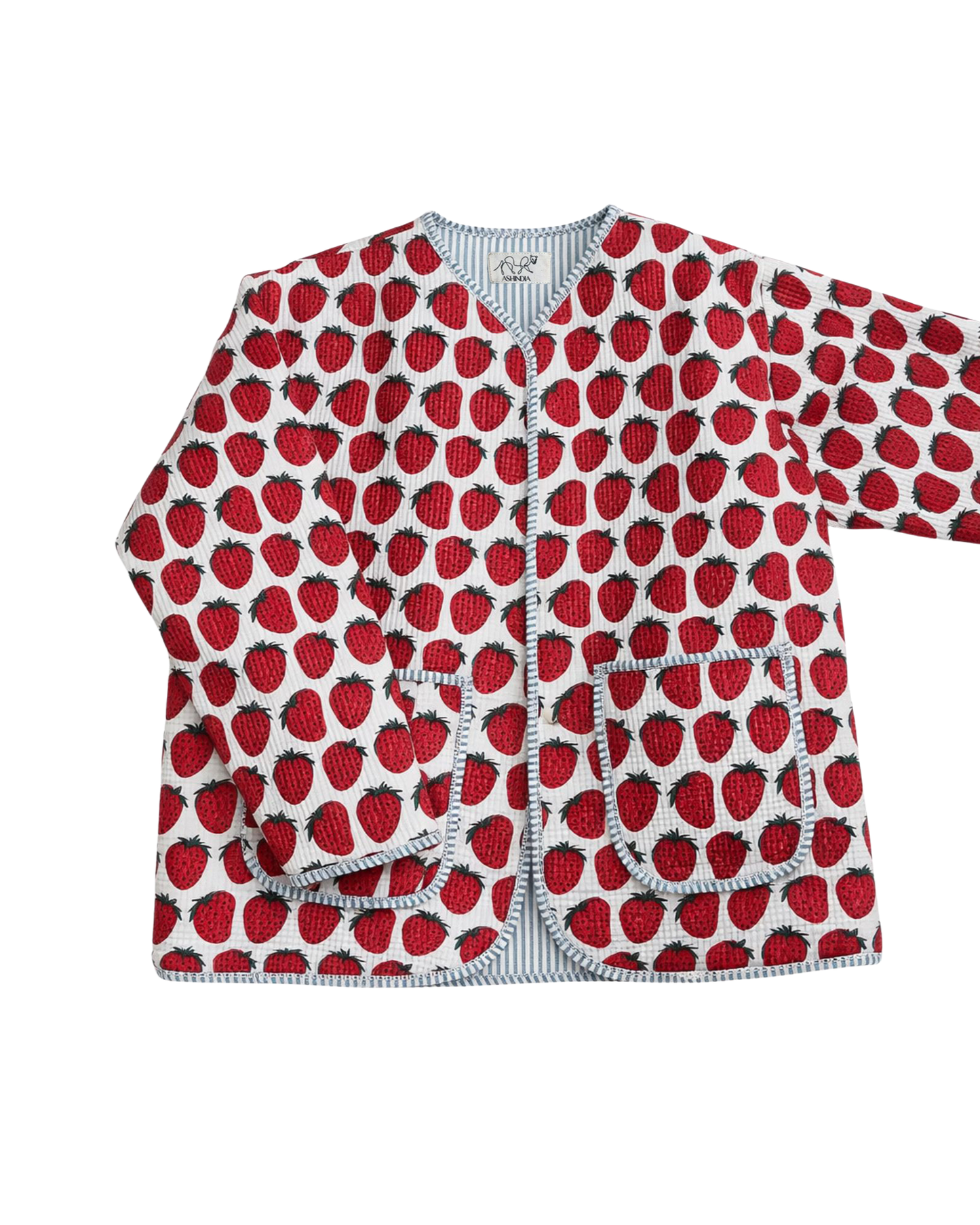 ASHINDIA Wendejacke gesteppt 100% Baumwolle Strawberry