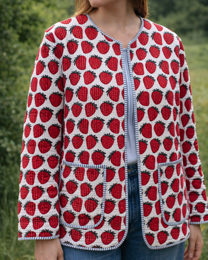 ASHINDIA Wendejacke gesteppt 100% Baumwolle Strawberry