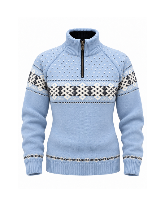 Wollpullover 100% Schurwolle Half-Zip Norwegenpullover 4011F | NORWOOL