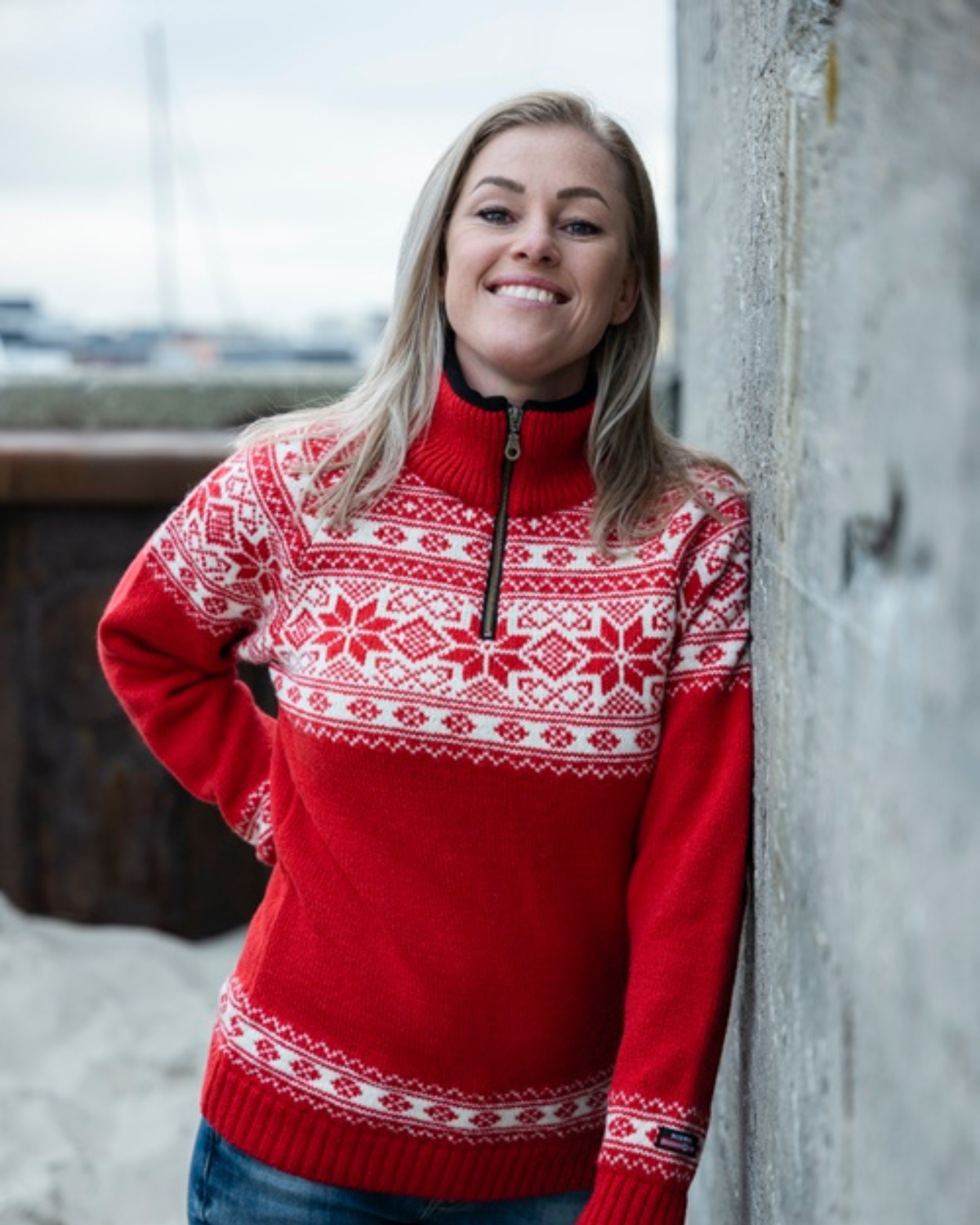 Wollpullover 100% Schurwolle Half-Zip Norwegenpullover 184F | NORWOOL