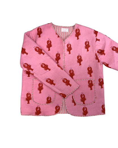 ASHINDIA Wendejacke gesteppt 100% Baumwolle Lobster