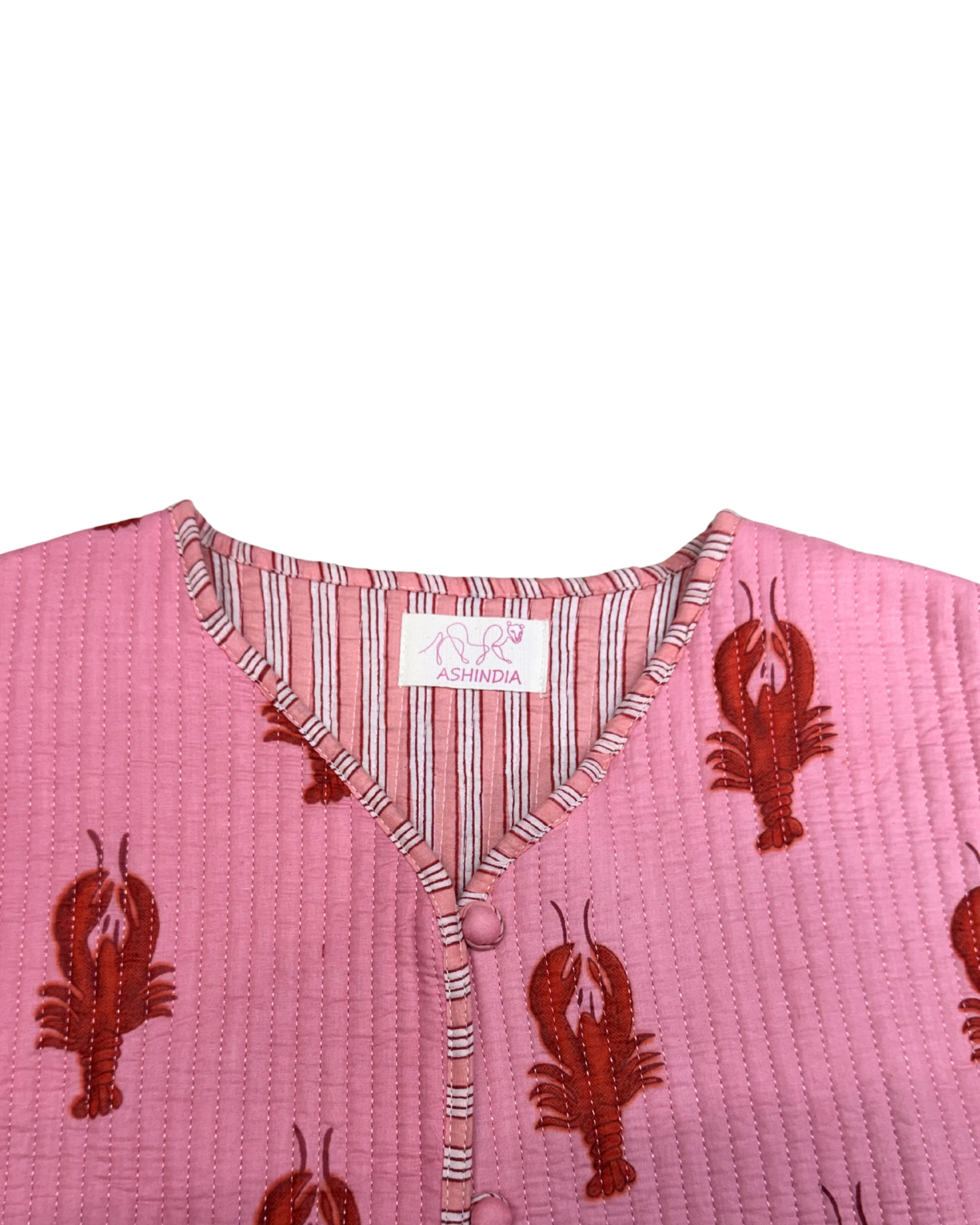 ASHINDIA Wendejacke gesteppt 100% Baumwolle Lobster
