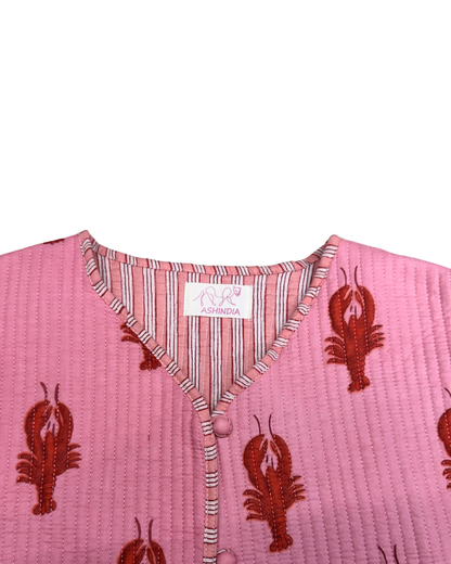 ASHINDIA Wendejacke gesteppt 100% Baumwolle Lobster