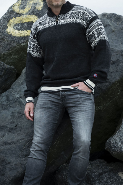 Wollpullover 100% Merinowolle Half-Zip TOR-502 | NORWOOL
