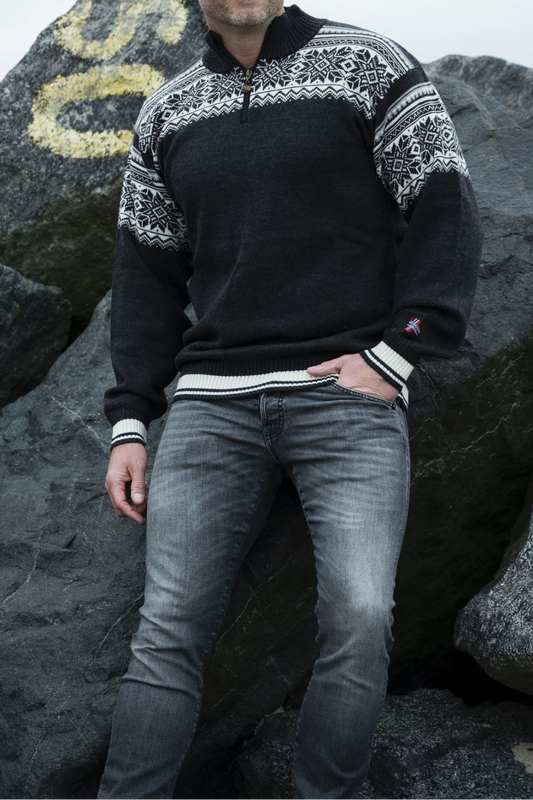 Wollpullover 100% Merinowolle Half-Zip TOR-502 | NORWOOL