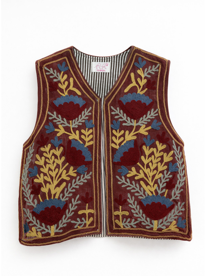 ASHINDIA Boho SUSI Weste Bestickt Handgefertigt 100% Baumwolle