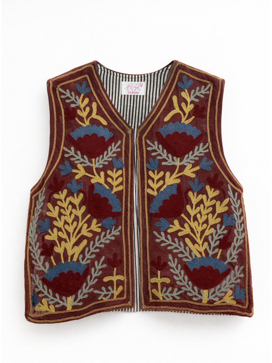 ASHINDIA Boho SUSI Weste Bestickt Handgefertigt 100% Baumwolle