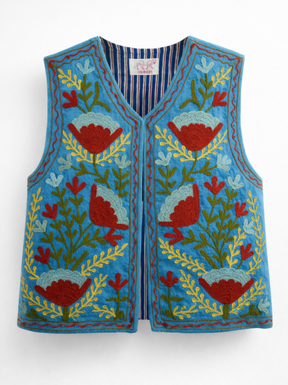ASHINDIA Boho SUSI Weste Bestickt Handgefertigt 100% Baumwolle