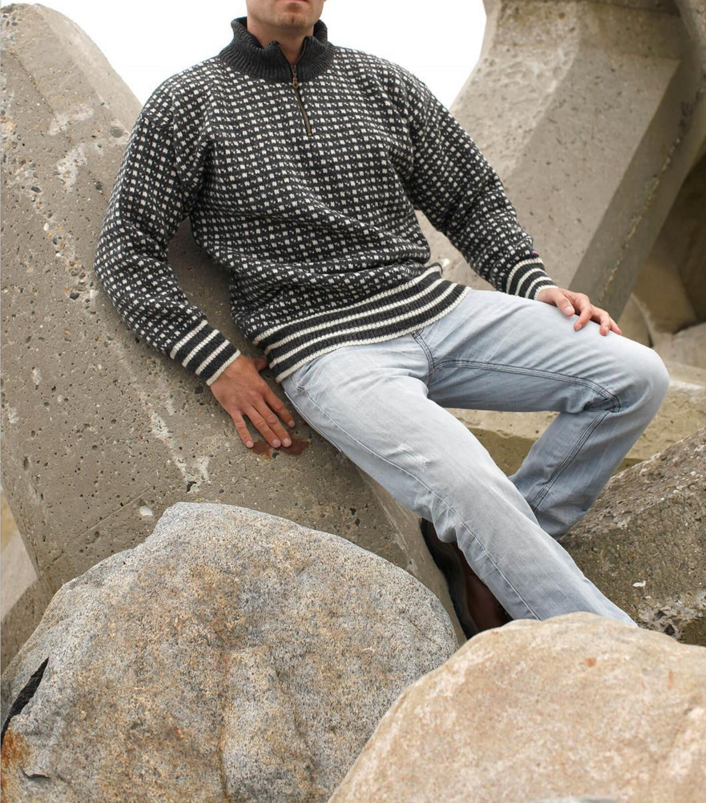 Wollpullover 100% Schurwolle Half-Zip Islandpullover | NORWOOL