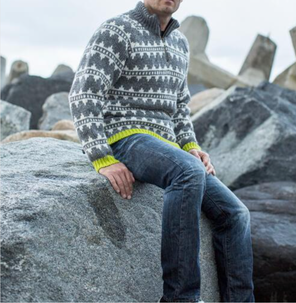 Wollpullover 100% Schurwolle Half-Zip Norweger mit Akzentfarbe | NORWOOL