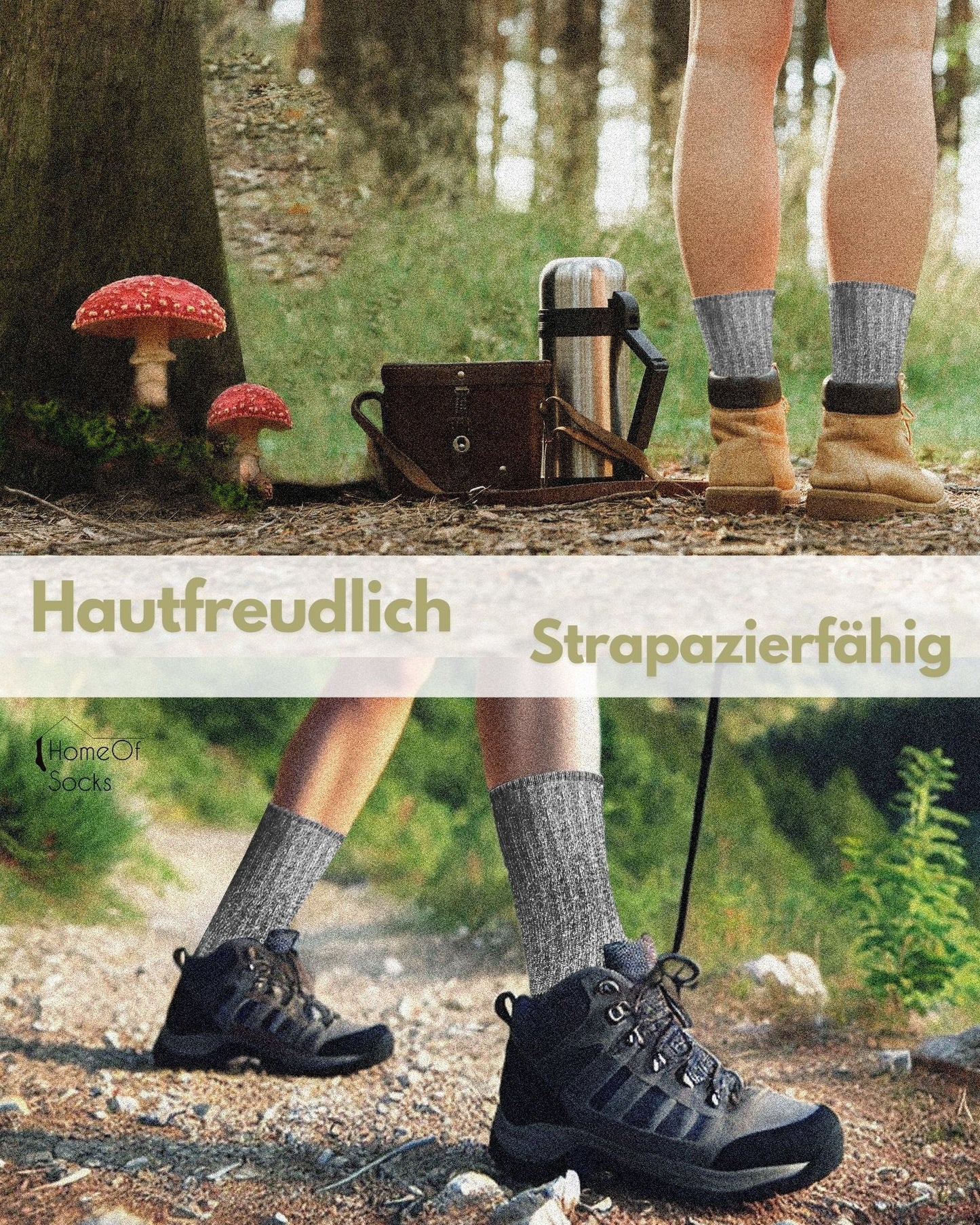 2 Paar Wollsocken Wanderlust 85% Merinowolle | HomeOfSocks