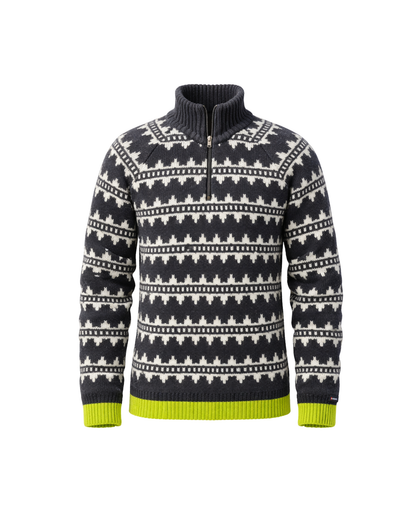 Wollpullover 100% Schurwolle Half-Zip Norweger mit Akzentfarbe | NORWOOL